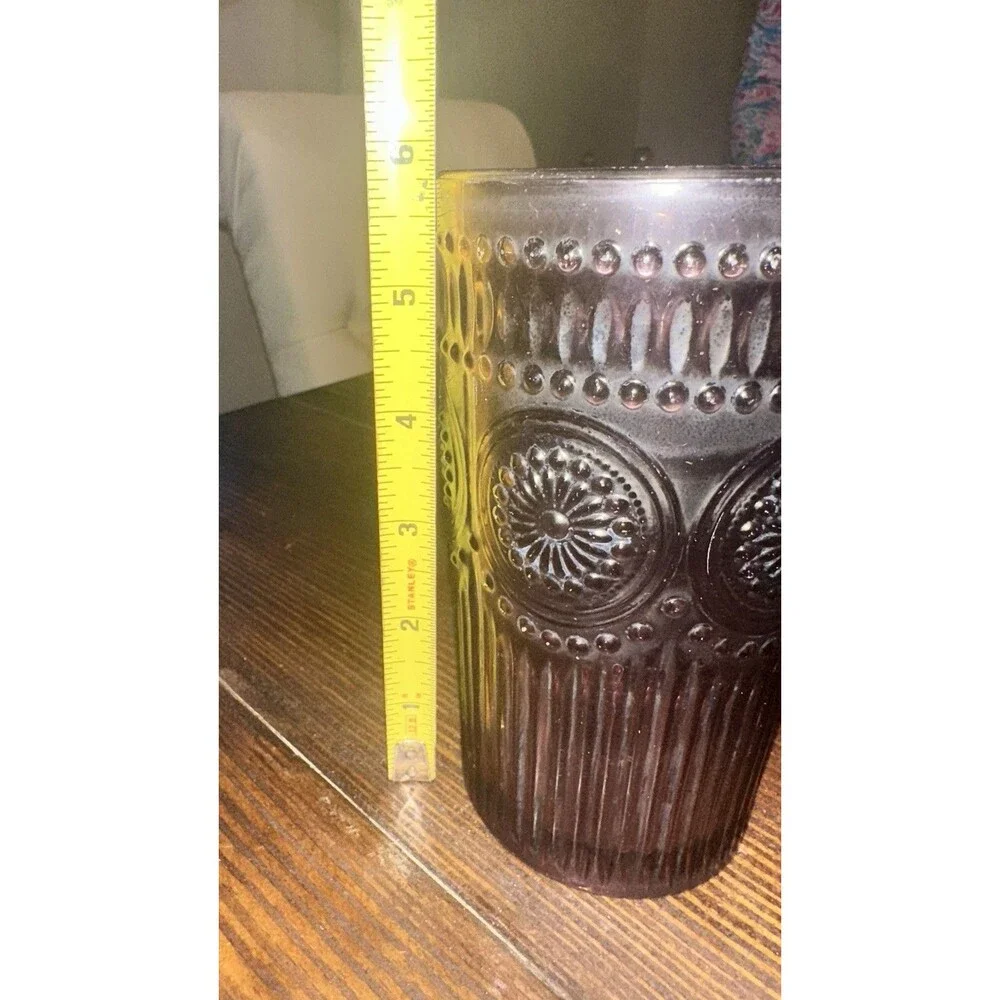Pioneer Woman Adeline Plum Purple Glass 3 Tumblers 16oz Used As Vases